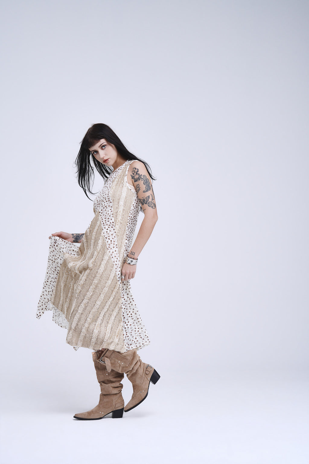 Brown Suede Slouchy Mid-Calf Rider Boots