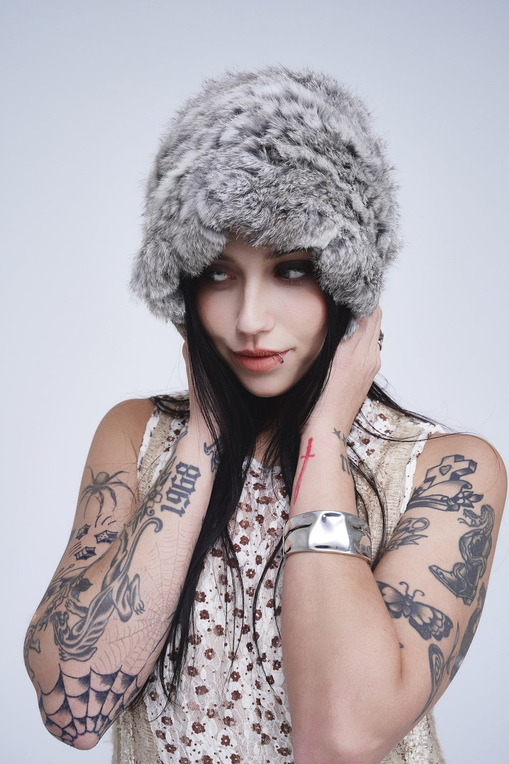 Grey Fluffy Hat