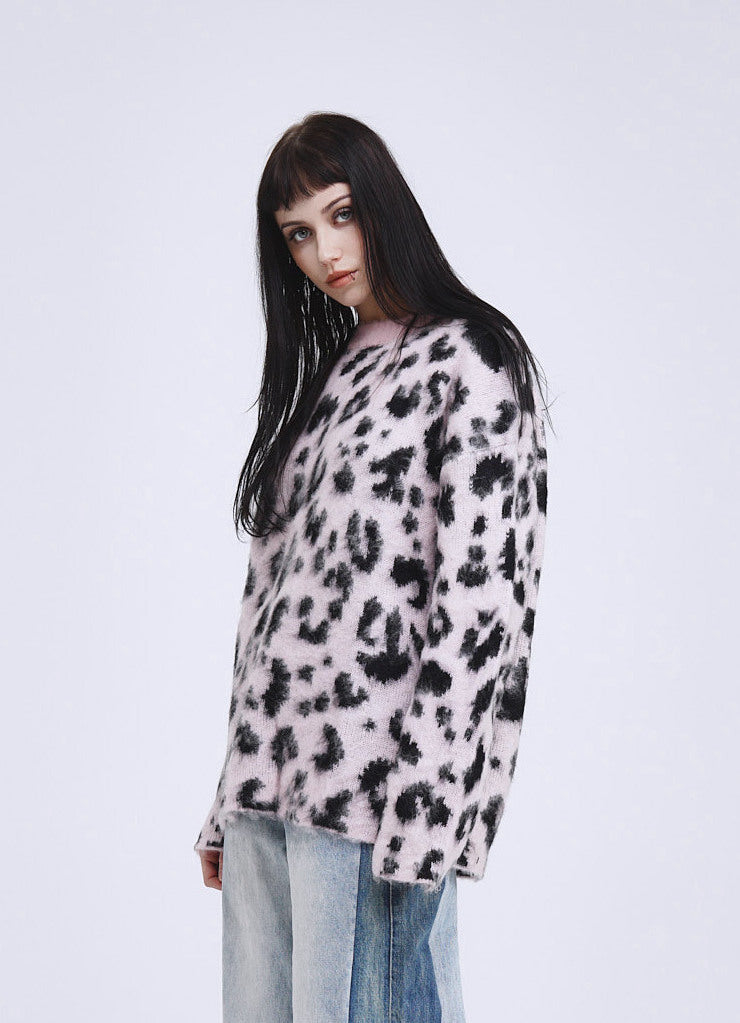 Pink Leopard Print Sweater