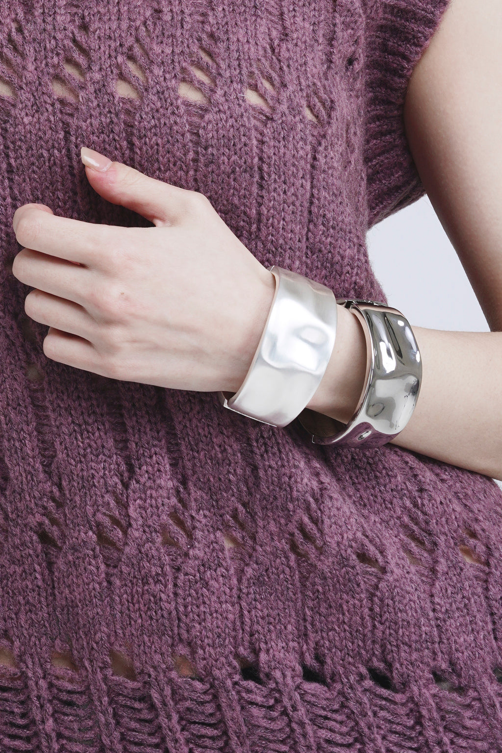 Silver Futuristic Cuff Bracelet