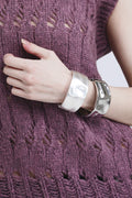 Silver Futuristic Cuff Bracelet