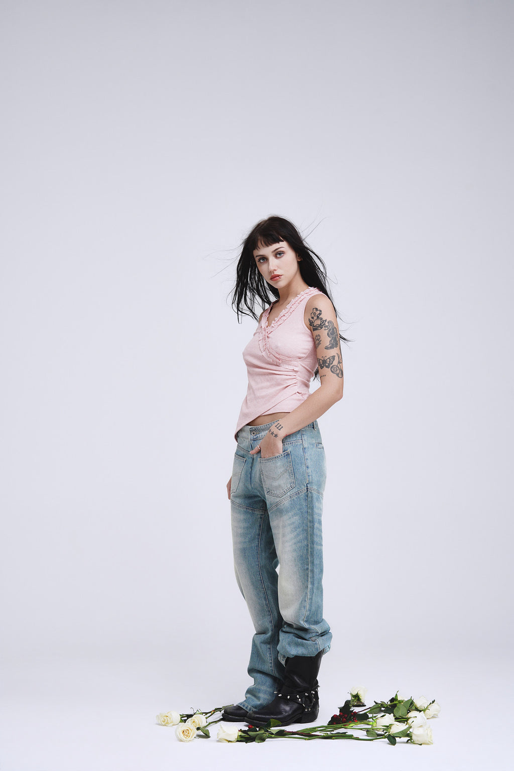 Sleeveless Ruffle-Trim Knit Top