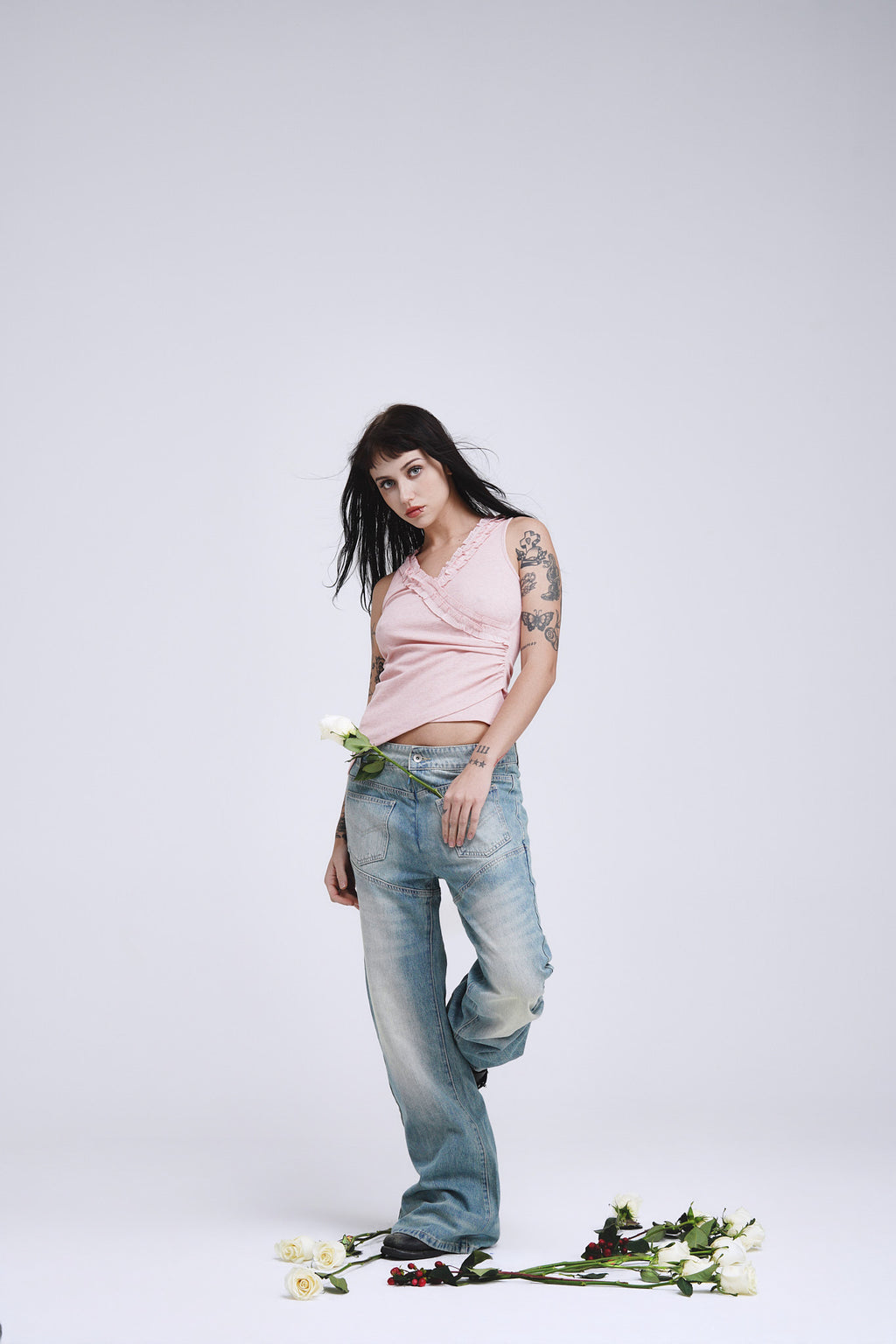 Sleeveless Ruffle-Trim Knit Top