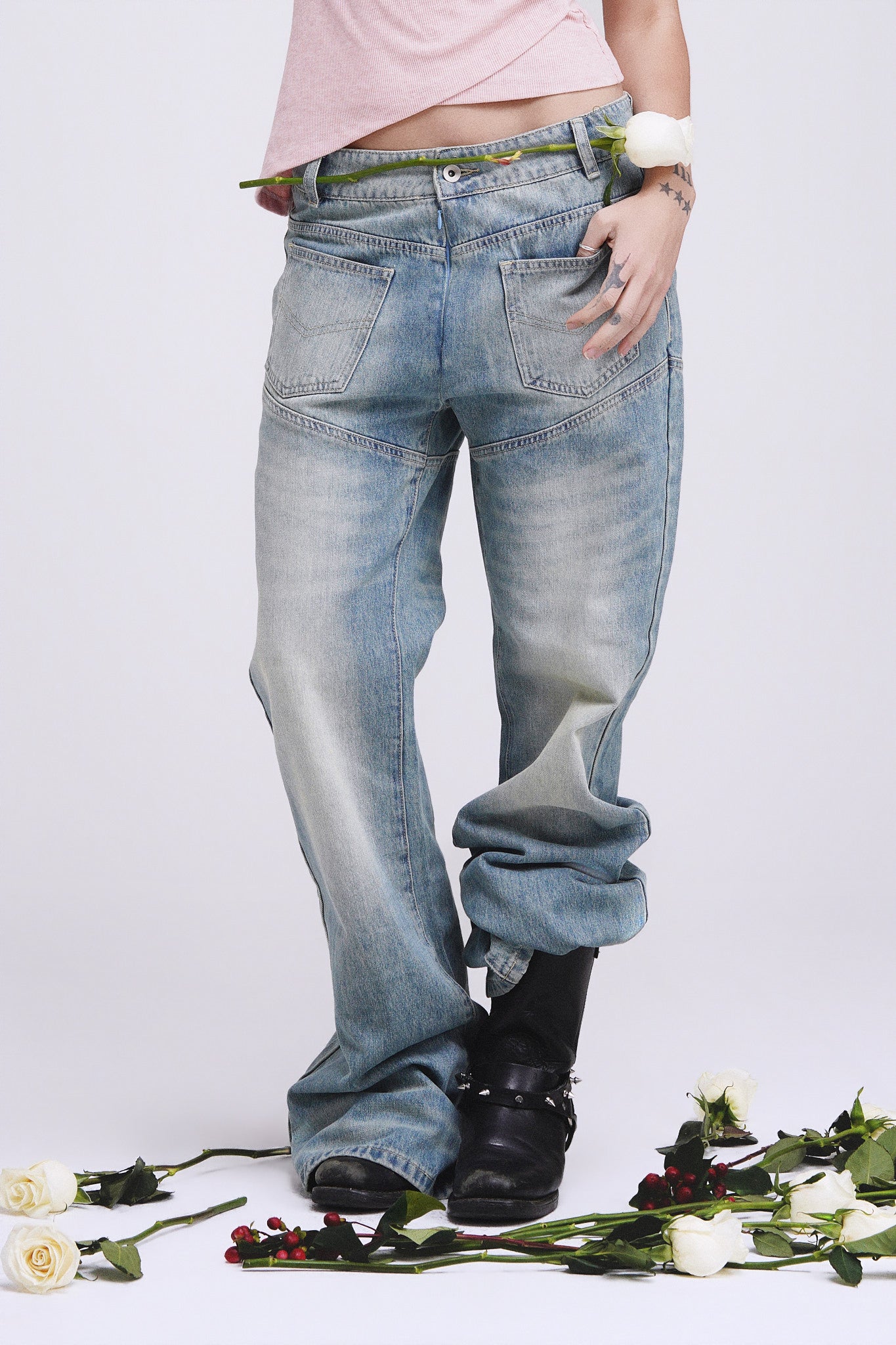Front-Back Reversed Denim Jeans