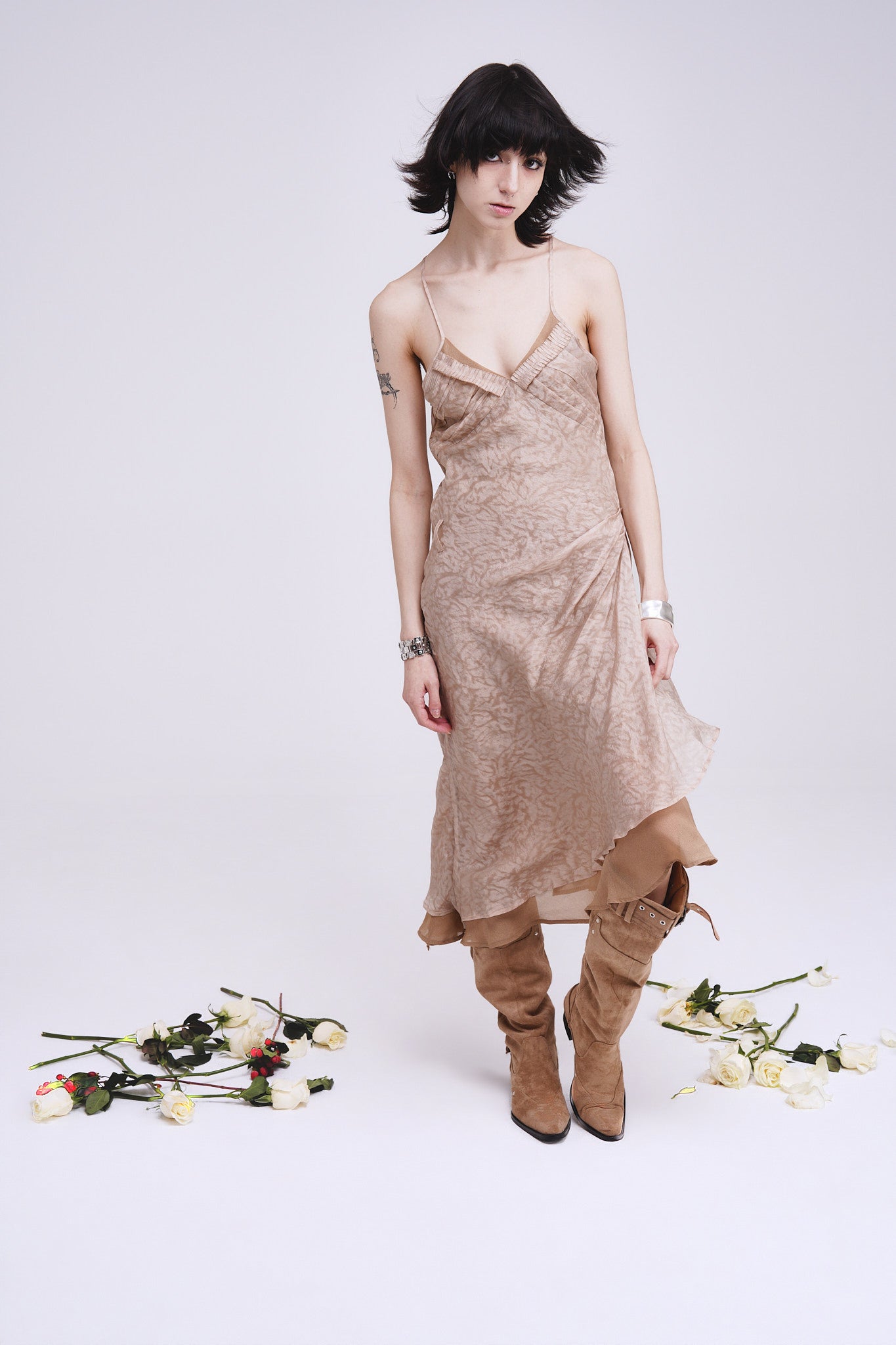 Brown Suede Slouchy Mid-Calf Rider Boots