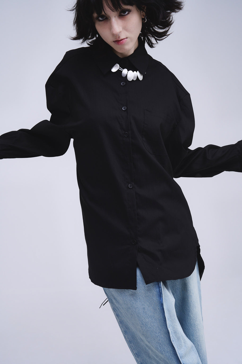 Black Backless Shirt